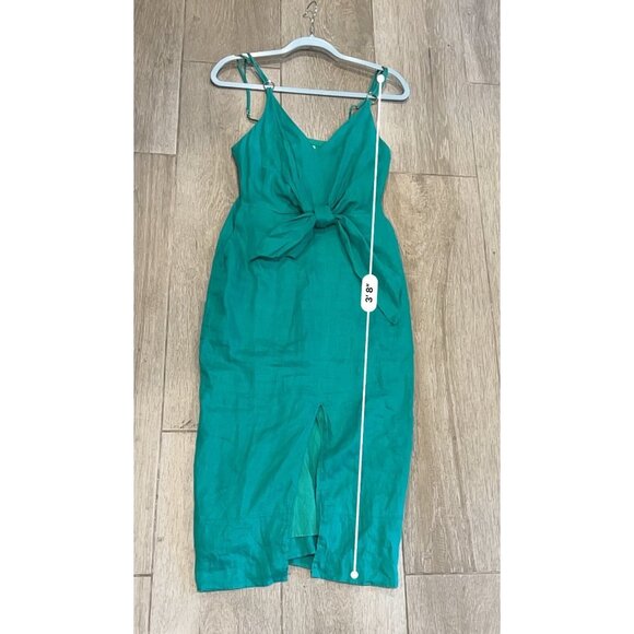 Reiss Kay Sleeveless with Pockets green Linen Dress Size 4 - Picture 9 of 11